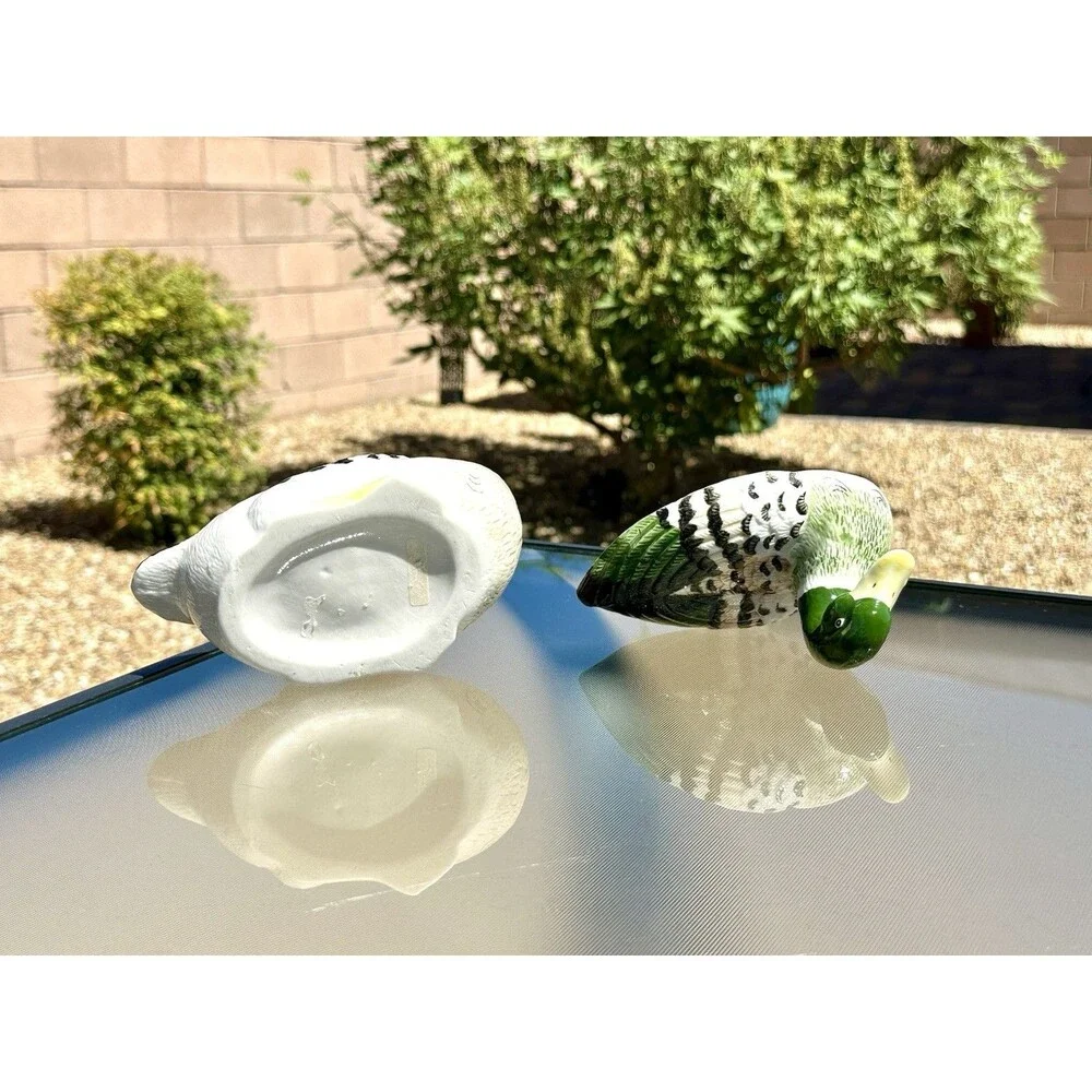Vintage Porcelain Male Mallard Duck Figural Trinket Box/ Small Candy Dish  6” L